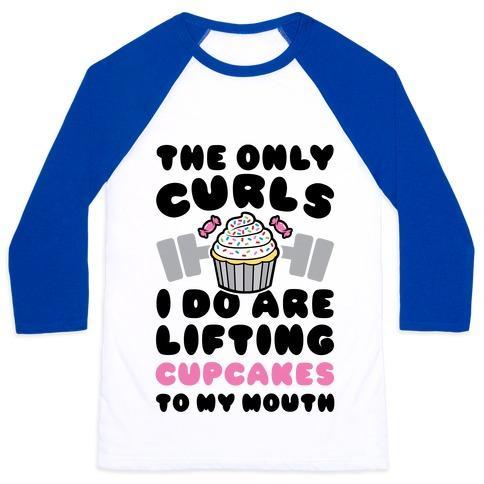 Virgin Teez  Baseball Tee Unisex Classic Baseball Tee / x-small / White/Blue CUPCAKE CURLS UNISEX CLASSIC BASEBALL TEE