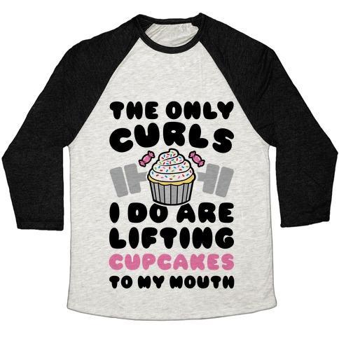 Virgin Teez  Baseball Tee Unisex Tri-Blend Baseball Tee / small / Oatmeal / Black CUPCAKE CURLS UNISEX TRI-BLEND BASEBALL TEE