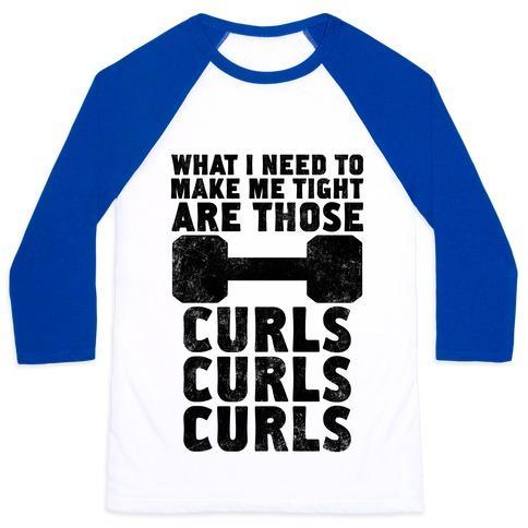 Virgin Teez  Baseball Tee Unisex Classic Baseball Tee / x-small / White/Blue CURLS, CURLS, CURLS UNISEX CLASSIC BASEBALL TEE