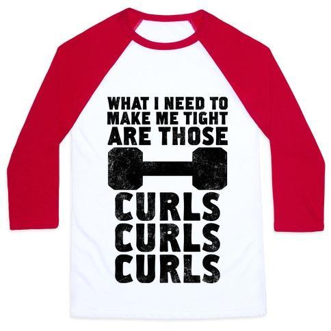 Virgin Teez  Baseball Tee Unisex Classic Baseball Tee / x-small / White/Red CURLS, CURLS, CURLS UNISEX CLASSIC BASEBALL TEE