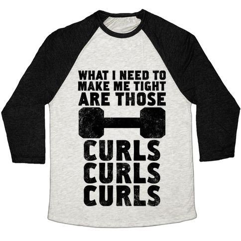 Virgin Teez  Baseball Tee Unisex Tri-Blend Baseball Tee / small / Oatmeal / Black CURLS, CURLS, CURLS UNISEX TRI-BLEND BASEBALL TEE
