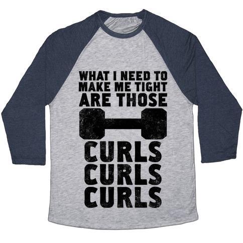 Virgin Teez  Baseball Tee Unisex Tri-Blend Baseball Tee / small / Athletic Gray / Navy CURLS, CURLS, CURLS UNISEX TRI-BLEND BASEBALL TEE