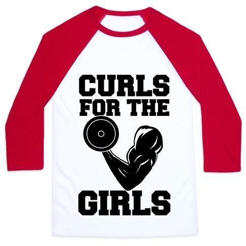 Virgin Teez  Baseball Tee Unisex Classic Baseball Tee / x-small / White/Red CURLS FOR THE GIRLS UNISEX CLASSIC BASEBALL TEE