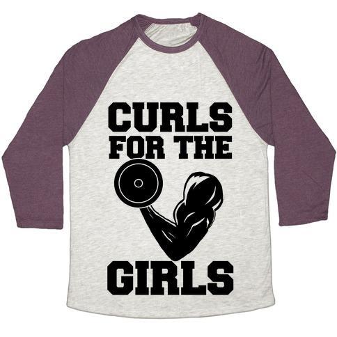 Virgin Teez  Baseball Tee Unisex Tri-Blend Baseball Tee / small / Oatmeal / Maroon CURLS FOR THE GIRLS UNISEX TRI-BLEND BASEBALL TEE