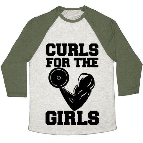 Virgin Teez  Baseball Tee Unisex Tri-Blend Baseball Tee / small / Oatmeal / Moss CURLS FOR THE GIRLS UNISEX TRI-BLEND BASEBALL TEE