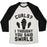 Virgin Teez  Baseball Tee Unisex Tri-Blend Baseball Tee / small / Oatmeal / Black CURLS? I THOUGHT YOU SAID SWIRLS! UNISEX TRI-BLEND BASEBALL TEE