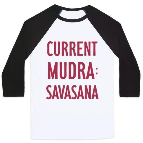 Virgin Teez  Baseball Tee Unisex Classic Baseball Tee / x-small / White/Black CURRENT MUDRA: SAVASANA UNISEX CLASSIC BASEBALL TEE