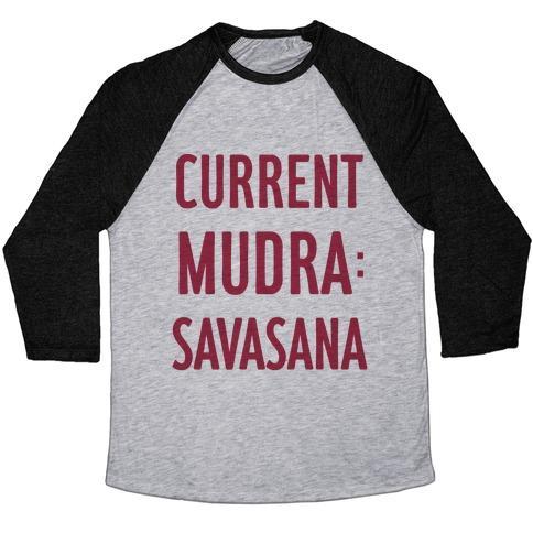 Virgin Teez  Baseball Tee Unisex Tri-Blend Baseball Tee / small / Athletic Gray / Black CURRENT MUDRA: SAVASANA UNISEX TRI-BLEND BASEBALL TEE