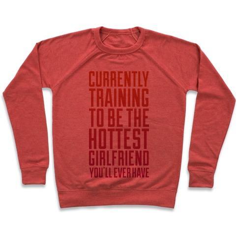 Virgin Teez  Pullover Crewneck Sweatshirt / x-small / Heathered Red CURRENTLY TRAINING TO BE THE HOTTEST CREWNECK SWEATSHIRT