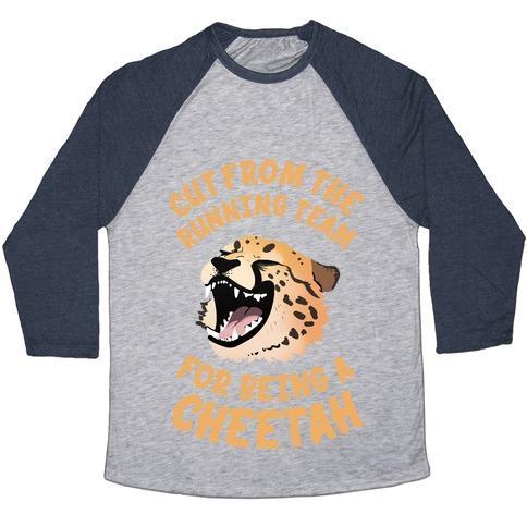 Virgin Teez  Baseball Tee Unisex Tri-Blend Baseball Tee / small / Athletic Gray / Navy CUT FROM THE RUNNING TEAM FOR BEING A CHEETAH UNISEX TRI-BLEND BASEBALL TEE