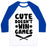 Virgin Teez  Baseball Tee Unisex Classic Baseball Tee / x-small / White/Blue CUTE DOESN'T WIN GAMES UNISEX CLASSIC BASEBALL TEE