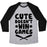 Virgin Teez  Baseball Tee Unisex Tri-Blend Baseball Tee / small / Athletic Gray / Black CUTE DOESN'T WIN GAMES UNISEX TRI-BLEND BASEBALL TEE