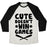 Virgin Teez  Baseball Tee Unisex Tri-Blend Baseball Tee / small / Oatmeal / Black CUTE DOESN'T WIN GAMES UNISEX TRI-BLEND BASEBALL TEE