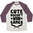 Virgin Teez  Baseball Tee Unisex Tri-Blend Baseball Tee / small / Oatmeal / Maroon CUTE DOESN'T WIN GAMES UNISEX TRI-BLEND BASEBALL TEE