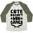 Virgin Teez  Baseball Tee Unisex Tri-Blend Baseball Tee / small / Oatmeal / Moss CUTE DOESN'T WIN GAMES UNISEX TRI-BLEND BASEBALL TEE