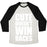 Virgin Teez  Baseball Tee Unisex Tri-Blend Baseball Tee / small / Oatmeal / Black CUTE DOESN'T WIN RACES (WHITE INK) UNISEX TRI-BLEND BASEBALL TEE