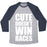 Virgin Teez  Baseball Tee Unisex Tri-Blend Baseball Tee / small / Athletic Gray / Navy CUTE DOESN'T WIN RACES (WHITE INK) UNISEX TRI-BLEND BASEBALL TEE