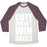 Virgin Teez  Baseball Tee Unisex Tri-Blend Baseball Tee / small / Oatmeal / Maroon CUTE DOESN'T WIN RACES (WHITE INK) UNISEX TRI-BLEND BASEBALL TEE