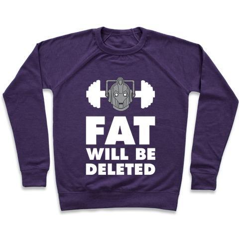 Virgin Teez  Pullover Crewneck Sweatshirt / x-small / Purple CYBERMEN WORKOUT: FAT WILL BE DELETED CREWNECK SWEATSHIRT