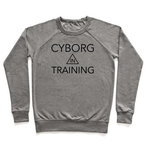 Virgin Teez  Pullover Crewneck Sweatshirt / x-small / Heathered Gray CYBORG IN TRAINING CREWNECK SWEATSHIRT