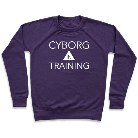 Virgin Teez  Pullover Crewneck Sweatshirt / x-small / Purple CYBORG IN TRAINING CREWNECK SWEATSHIRT