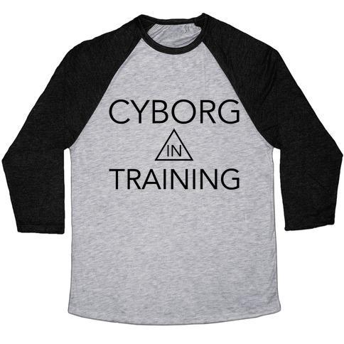 Virgin Teez  Baseball Tee Unisex Tri-Blend Baseball Tee / small / Athletic Gray / Black CYBORG IN TRAINING UNISEX TRI-BLEND BASEBALL TEE