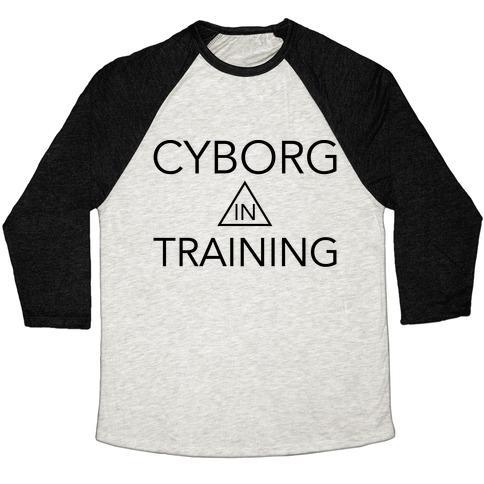 Virgin Teez  Baseball Tee Unisex Tri-Blend Baseball Tee / small / Oatmeal / Black CYBORG IN TRAINING UNISEX TRI-BLEND BASEBALL TEE