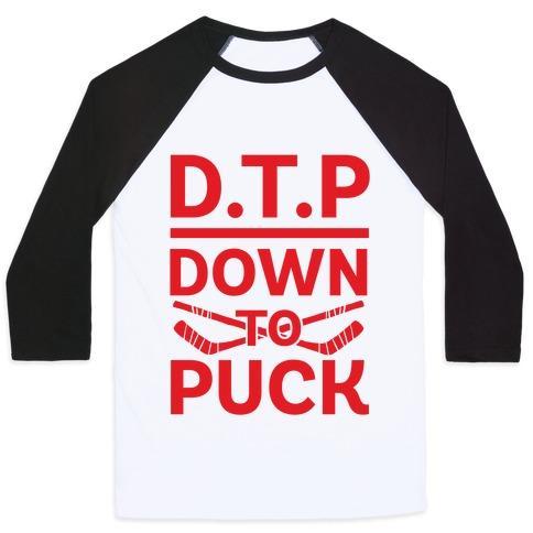 Virgin Teez  Baseball Tee Unisex Classic Baseball Tee / x-small / White/Black D.T.P (DOWN TO PUCK) UNISEX CLASSIC BASEBALL TEE