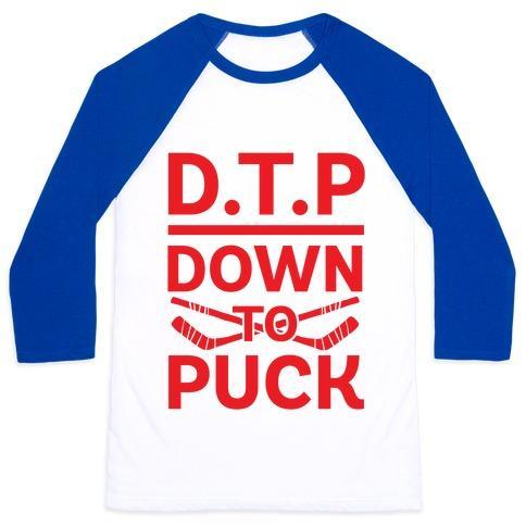 Virgin Teez  Baseball Tee Unisex Classic Baseball Tee / x-small / White/Blue D.T.P (DOWN TO PUCK) UNISEX CLASSIC BASEBALL TEE