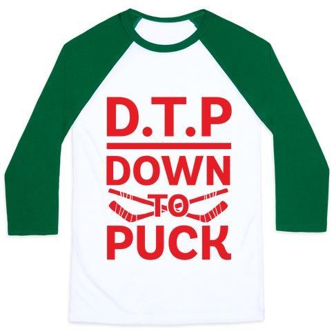 Virgin Teez  Baseball Tee Unisex Classic Baseball Tee / x-small / White/Dark Green D.T.P (DOWN TO PUCK) UNISEX CLASSIC BASEBALL TEE