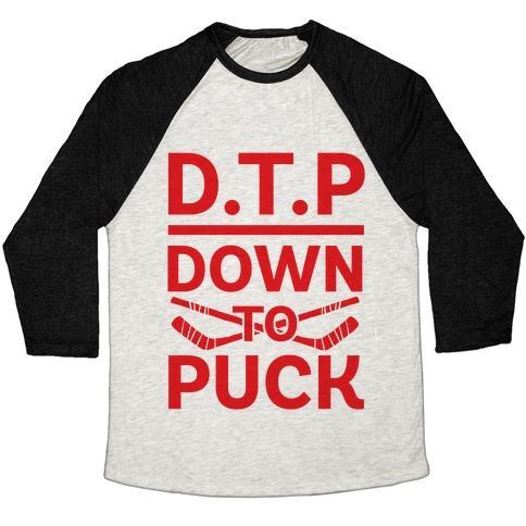 Virgin Teez  Baseball Tee Unisex Tri-Blend Baseball Tee / small / Oatmeal / Black D.T.P (DOWN TO PUCK) UNISEX TRI-BLEND BASEBALL TEE