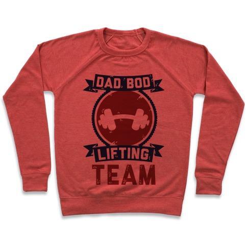 Virgin Teez  Pullover Crewneck Sweatshirt / x-small / Heathered Red DAD BOD LIFTING TEAM CREWNECK SWEATSHIRT