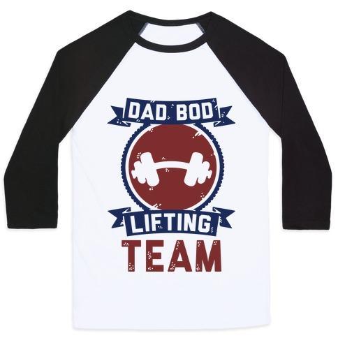 Virgin Teez  Baseball Tee Unisex Classic Baseball Tee / x-small / White/Black DAD BOD LIFTING TEAM UNISEX CLASSIC BASEBALL TEE