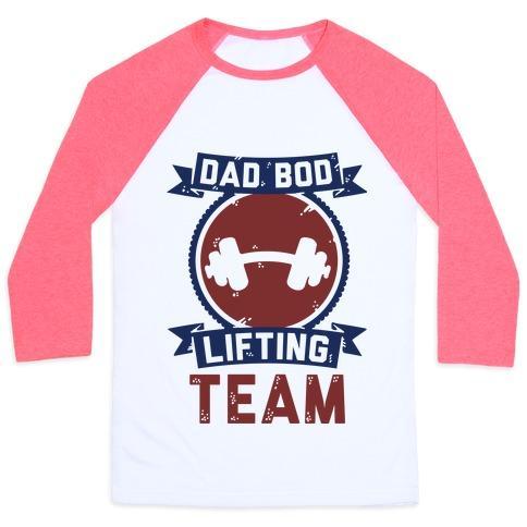 Virgin Teez  Baseball Tee Unisex Classic Baseball Tee / x-small / White/Neon Pink DAD BOD LIFTING TEAM UNISEX CLASSIC BASEBALL TEE