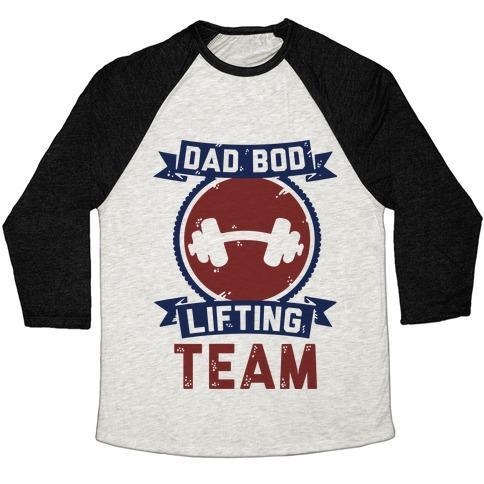 Virgin Teez  Baseball Tee Unisex Tri-Blend Baseball Tee / small / Oatmeal / Black DAD BOD LIFTING TEAM UNISEX TRI-BLEND BASEBALL TEE