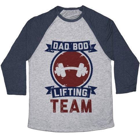 Virgin Teez  Baseball Tee Unisex Tri-Blend Baseball Tee / small / Athletic Gray / Navy DAD BOD LIFTING TEAM UNISEX TRI-BLEND BASEBALL TEE