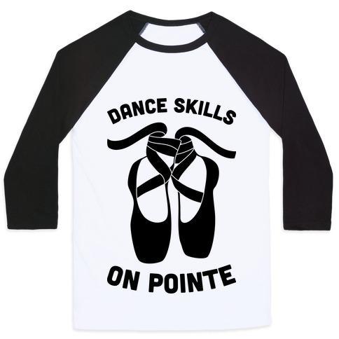 Virgin Teez  Baseball Tee Unisex Classic Baseball Tee / x-small / White/Black DANCE SKILLS ON POINTE UNISEX CLASSIC BASEBALL TEE