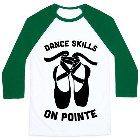 Virgin Teez  Baseball Tee Unisex Classic Baseball Tee / x-small / White/Dark Green DANCE SKILLS ON POINTE UNISEX CLASSIC BASEBALL TEE