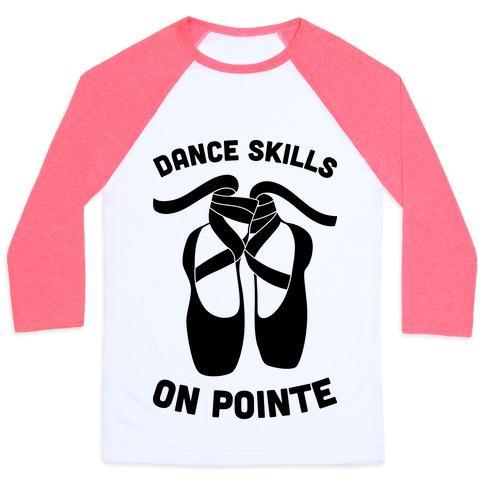 Virgin Teez  Baseball Tee Unisex Classic Baseball Tee / x-small / White/Neon Pink DANCE SKILLS ON POINTE UNISEX CLASSIC BASEBALL TEE