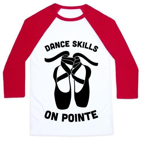 Virgin Teez  Baseball Tee Unisex Classic Baseball Tee / x-small / White/Red DANCE SKILLS ON POINTE UNISEX CLASSIC BASEBALL TEE