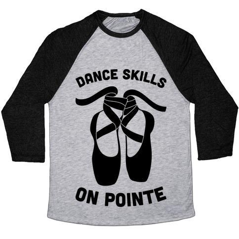 Virgin Teez  Baseball Tee Unisex Tri-Blend Baseball Tee / small / Athletic Gray / Black DANCE SKILLS ON POINTE UNISEX TRI-BLEND BASEBALL TEE