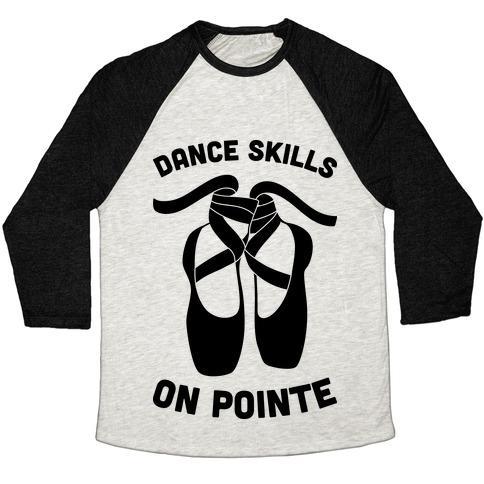 Virgin Teez  Baseball Tee Unisex Tri-Blend Baseball Tee / small / Oatmeal / Black DANCE SKILLS ON POINTE UNISEX TRI-BLEND BASEBALL TEE