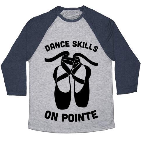 Virgin Teez  Baseball Tee Unisex Tri-Blend Baseball Tee / small / Athletic Gray / Navy DANCE SKILLS ON POINTE UNISEX TRI-BLEND BASEBALL TEE