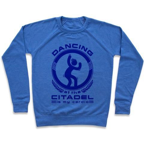 Virgin Teez  Pullover Crewneck Sweatshirt / x-small / Heathered Blue DANCING AT THE CITADEL IS MY CARDIO CREWNECK SWEATSHIRT
