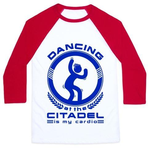 Virgin Teez  Baseball Tee Unisex Classic Baseball Tee / x-small / White/Red DANCING AT THE CITADEL IS MY CARDIO UNISEX CLASSIC BASEBALL TEE