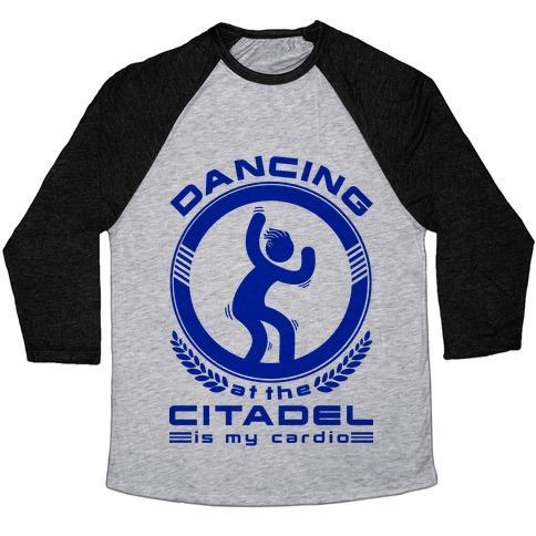 Virgin Teez  Baseball Tee Unisex Tri-Blend Baseball Tee / small / Athletic Gray / Black DANCING AT THE CITADEL IS MY CARDIO UNISEX TRI-BLEND BASEBALL TEE