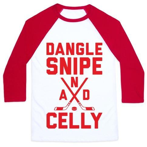 Virgin Teez  Baseball Tee Unisex Classic Baseball Tee / x-small / White/Red DANGLE SNIPE AND CELLY UNISEX CLASSIC BASEBALL TEE