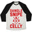 Virgin Teez  Baseball Tee Unisex Tri-Blend Baseball Tee / small / Oatmeal / Black DANGLE SNIPE AND CELLY UNISEX TRI-BLEND BASEBALL TEE