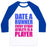 Virgin Teez  Baseball Tee Unisex Classic Baseball Tee / x-small / White/Blue DATE A RUNNER UNISEX CLASSIC BASEBALL TEE
