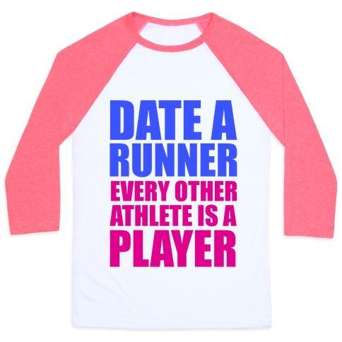 Virgin Teez  Baseball Tee Unisex Classic Baseball Tee / x-small / White/Neon Pink DATE A RUNNER UNISEX CLASSIC BASEBALL TEE
